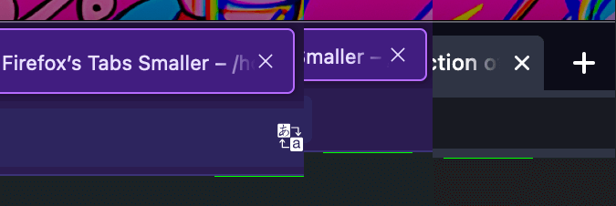 Three screenshots, one of top of the other, of the tab and toolbars. On the left, Firefox with UIDensity 0, the default. In the middle, Firefox with UIDensity 1, 'compact' mode. On the right, Brave. The difference is Firefox's compact mode is 13 pixels smaller than the default mode, and 3 pixels smaller than Brave.